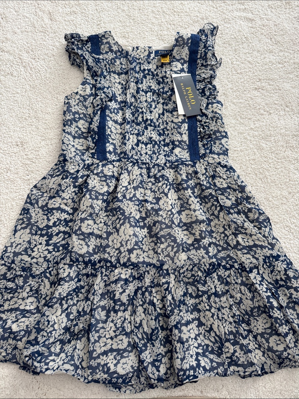 Polo by Ralph Lauren Girls Navy & White Floral Tiered Sundress